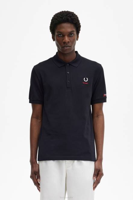 Fred Perry muškarci polo majica s otisnutim rukavima N42N344 odjeća crno