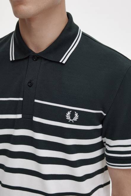 Fred Perry muškarci polo majica s prugastim detaljima N42N372 odjeća noćno zelena