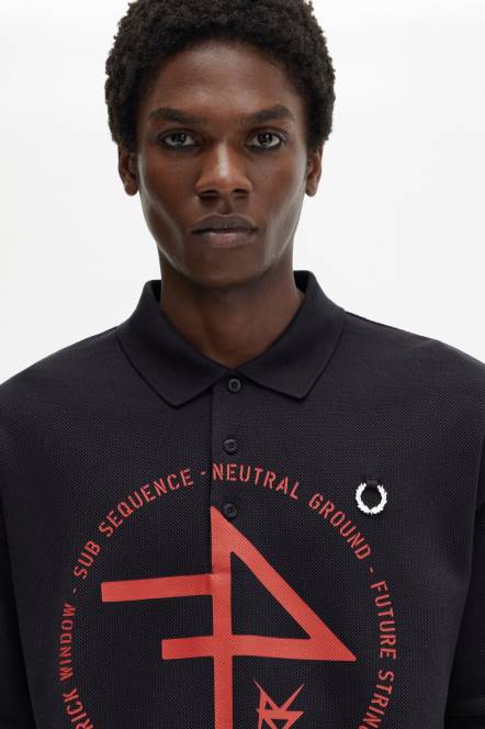 Fred Perry muškarci predimenzionirana polo majica s printom N42N361 odjeća mornarsko plava