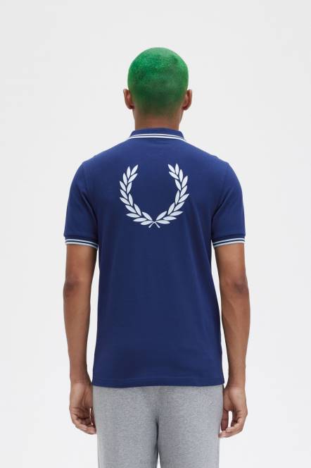 Fred Perry muškarci stražnja grafička polo majica N42N281 odjeća francuska mornarica