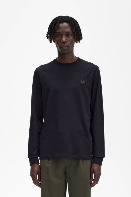 Fred Perry muškarci grafička soundwave majica dugih rukava N42N579 odjeća crno