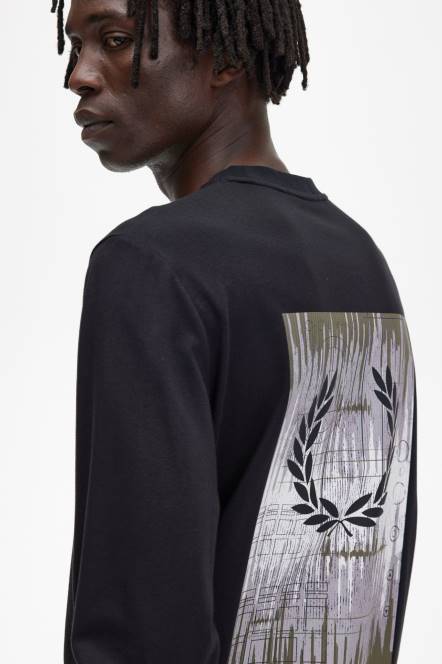 Fred Perry muškarci grafička soundwave majica dugih rukava N42N579 odjeća crno