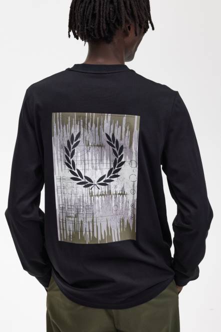 Fred Perry muškarci grafička soundwave majica dugih rukava N42N579 odjeća crno