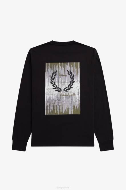Fred Perry muškarci grafička soundwave majica dugih rukava N42N579 odjeća crno