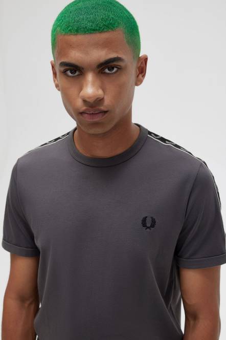 Fred Perry muškarci kontrastna traka ringer t-shirt N42N488 odjeća metalni/crni