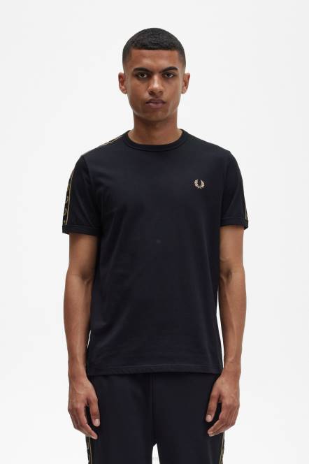 Fred Perry muškarci kontrastna traka ringer t-shirt N42N515 odjeća crno