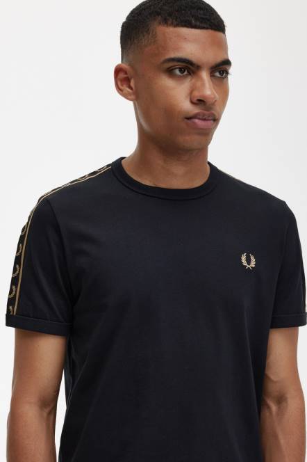 Fred Perry muškarci kontrastna traka ringer t-shirt N42N515 odjeća crno