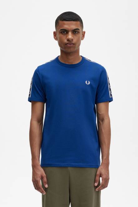 Fred Perry muškarci kontrastna traka ringer t-shirt N42N529 odjeća zasjenjena kobalt/mornarska
