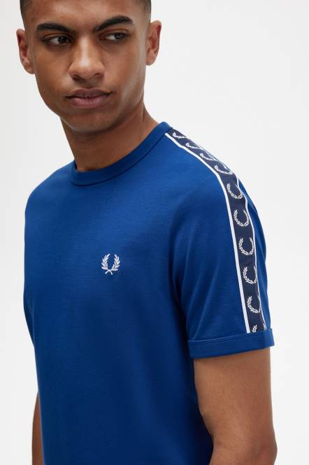 Fred Perry muškarci kontrastna traka ringer t-shirt N42N529 odjeća zasjenjena kobalt/mornarska