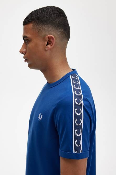 Fred Perry muškarci kontrastna traka ringer t-shirt N42N529 odjeća zasjenjena kobalt/mornarska