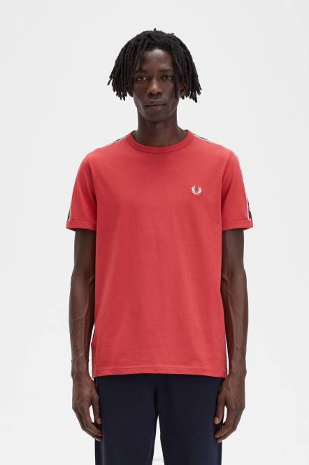 Fred Perry muškarci kontrastna traka ringer t-shirt N42N560 odjeća oprana crvena/volovska krv