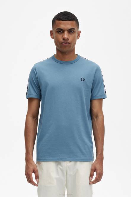 Fred Perry muškarci kontrastna traka ringer t-shirt N42N566 odjeća pepeljasto plava/mornarska