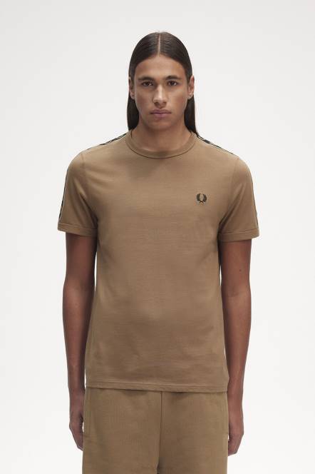 Fred Perry muškarci kontrastna traka ringer t-shirt N42N569 odjeća osjenčani kamen/crna