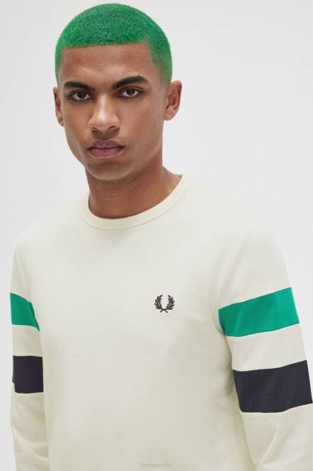 Fred Perry muškarci majica dugih rukava s obloženim rukavima N42N564 odjeća ekru
