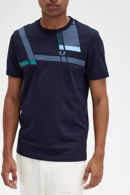 Fred Perry muškarci majica kratkih rukava s glitch printom N42N489 odjeća mornarica