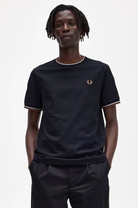 Fred Perry muškarci majica s dva vrha N42N505 odjeća crno