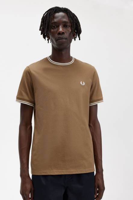 Fred Perry muškarci majica s dva vrha N42N536 odjeća osjenčani kamen