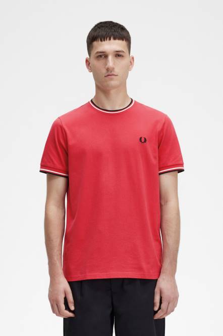 Fred Perry muškarci majica s dva vrha N42N576 odjeća isprano crveno
