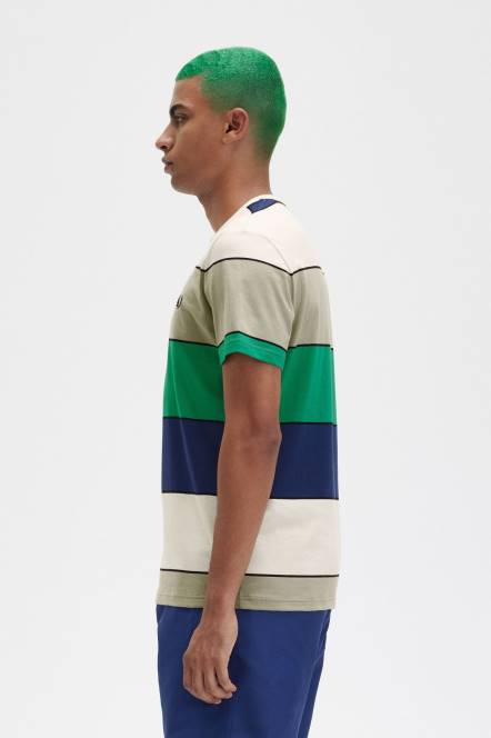 Fred Perry muškarci majica s jakim prugama N42N491 odjeća morska trava