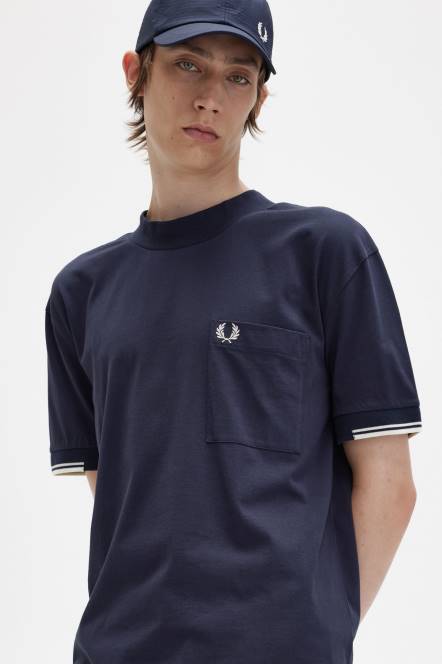 Fred Perry muškarci majica s vrhom rukava N42N483 odjeća mornarica