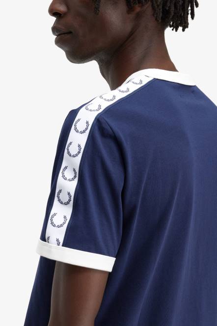 Fred Perry muškarci oblijepljena ringer majica N42N575 odjeća karbonsko plava