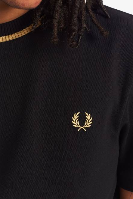 Fred Perry muškarci pike majica s okruglim izrezom N42N552 odjeća crna/šampanjac
