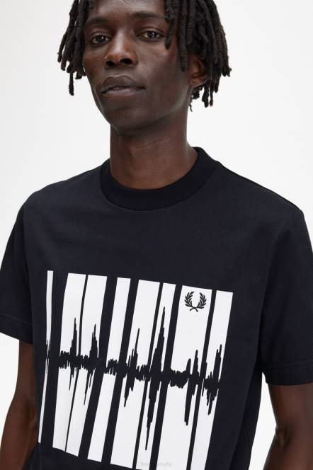 Fred Perry muškarci soundwave grafička majica N42N534 odjeća crno