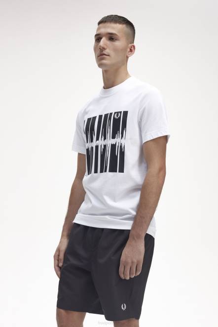 Fred Perry muškarci soundwave grafička majica N42N581 odjeća bijela