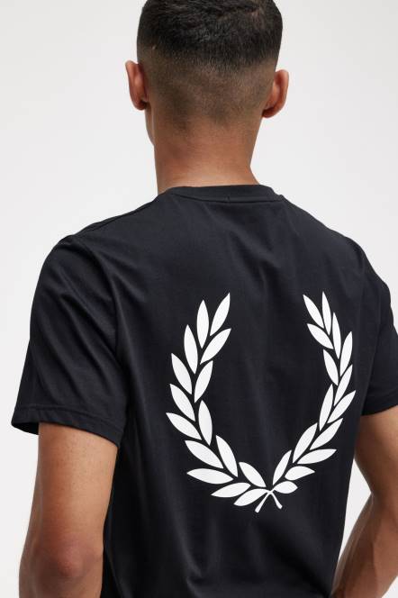 Fred Perry muškarci stražnja grafička majica N42N521 odjeća crno