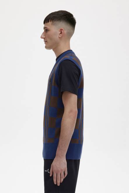 Fred Perry muškarci šahovnica pleteni tenk N42N452 odjeća francuska mornarica