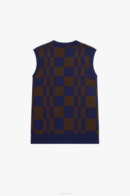 Fred Perry muškarci šahovnica pleteni tenk N42N452 odjeća francuska mornarica