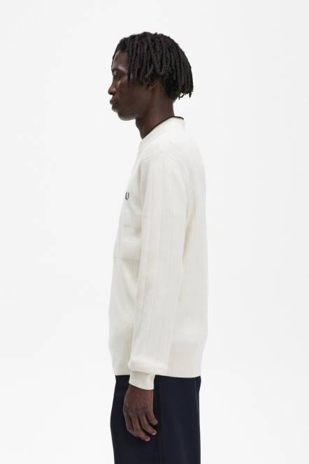 Fred Perry muškarci džemper s okruglim izrezom u tonskim crtama N42N464 odjeća ekru