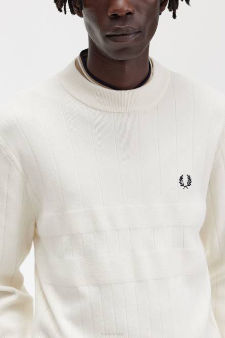 Fred Perry muškarci džemper s okruglim izrezom u tonskim crtama N42N464 odjeća ekru