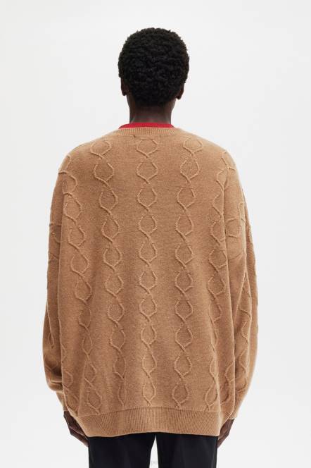 Fred Perry muškarci detalj zakrpe preveliki džemper N42N465 odjeća crno