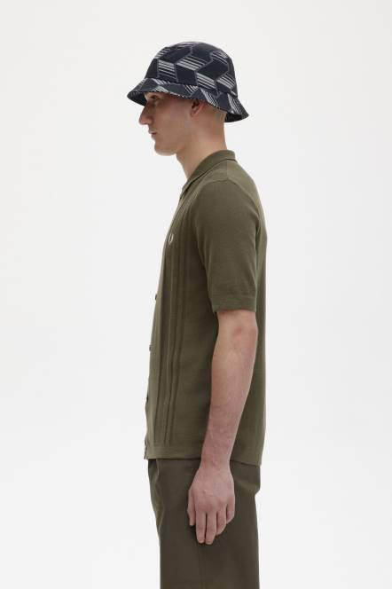 Fred Perry muškarci gumb kroz pletenu košulju N42N443 odjeća jednolična zelena