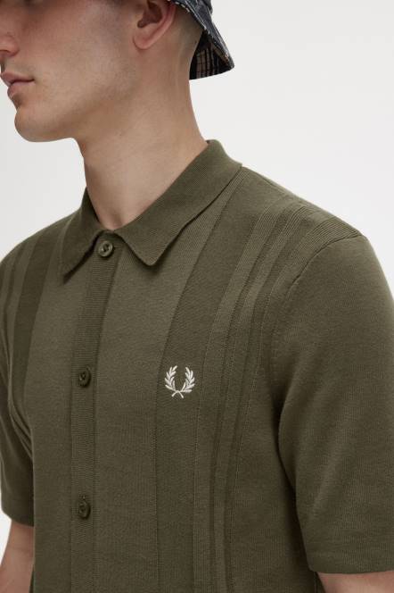 Fred Perry muškarci gumb kroz pletenu košulju N42N443 odjeća jednolična zelena