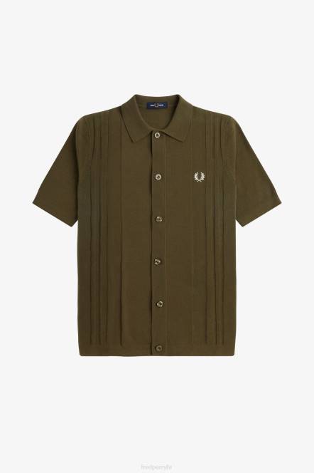 Fred Perry muškarci gumb kroz pletenu košulju N42N443 odjeća jednolična zelena