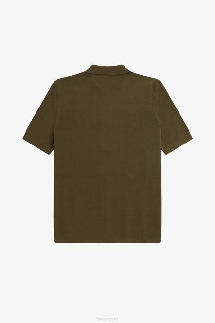 Fred Perry muškarci gumb kroz pletenu košulju N42N443 odjeća jednolična zelena