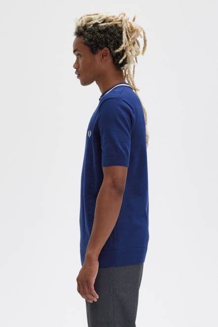 Fred Perry muškarci kabelska pletena majica s petama N42N433 odjeća francuska mornarica