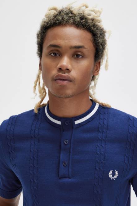 Fred Perry muškarci kabelska pletena majica s petama N42N433 odjeća francuska mornarica