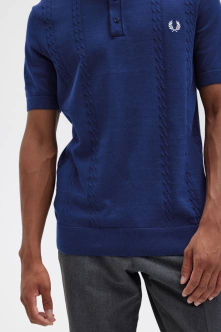 Fred Perry muškarci kabelska pletena majica s petama N42N433 odjeća francuska mornarica