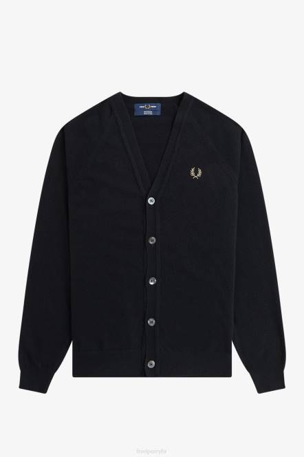 Fred Perry muškarci kardigan od janjeće vune N42N457 odjeća crna/šampanjac