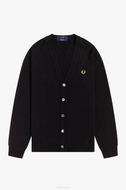Fred Perry muškarci kardigan od janjeće vune N42N457 odjeća crna/šampanjac