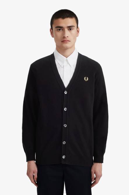 Fred Perry muškarci kardigan od janjeće vune N42N457 odjeća crna/šampanjac