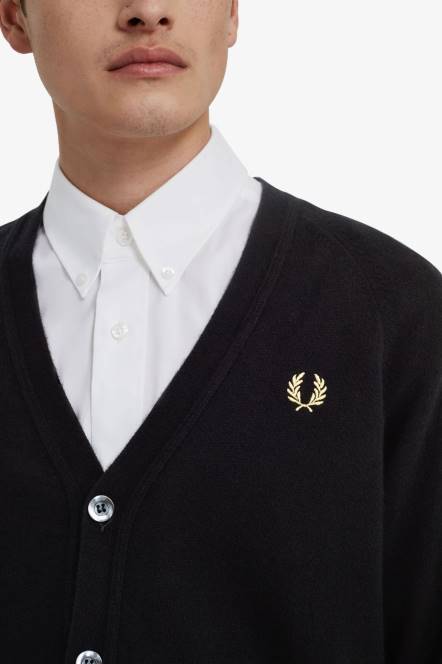 Fred Perry muškarci kardigan od janjeće vune N42N457 odjeća crna/šampanjac