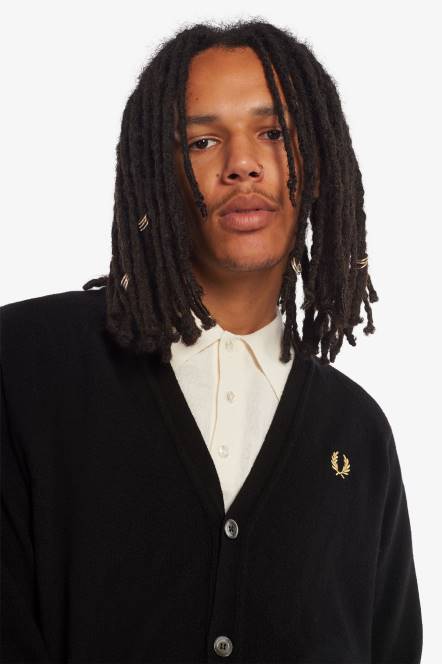 Fred Perry muškarci kardigan od janjeće vune N42N457 odjeća crna/šampanjac