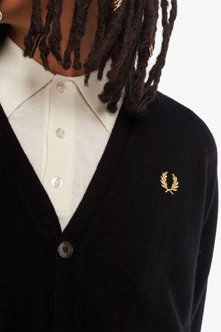 Fred Perry muškarci kardigan od janjeće vune N42N457 odjeća crna/šampanjac