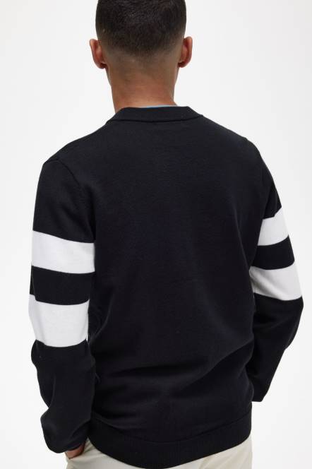 Fred Perry muškarci kardigan s vrhom rukava N42N447 odjeća crno