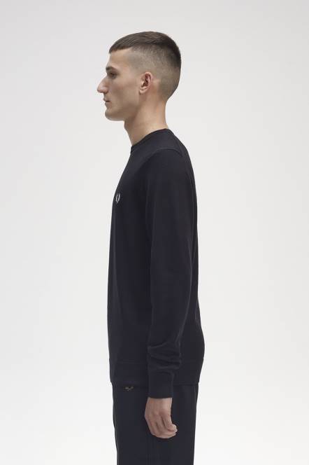 Fred Perry muškarci klasični džemper s okruglim izrezom N42N455 odjeća crno