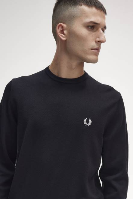 Fred Perry muškarci klasični džemper s okruglim izrezom N42N455 odjeća crno